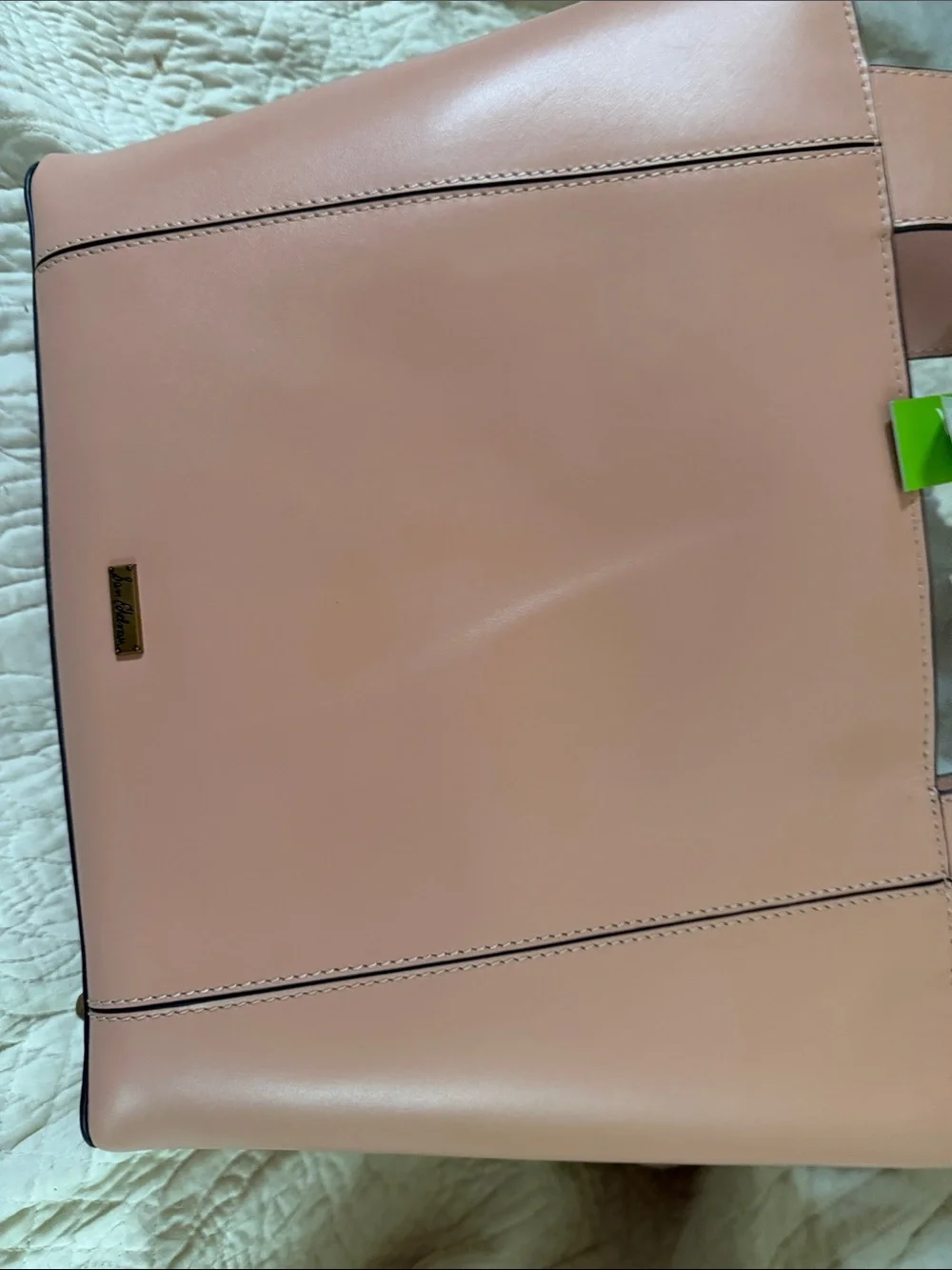 Sam Edelman Peach Pink Leather Tote with Gold Accents
